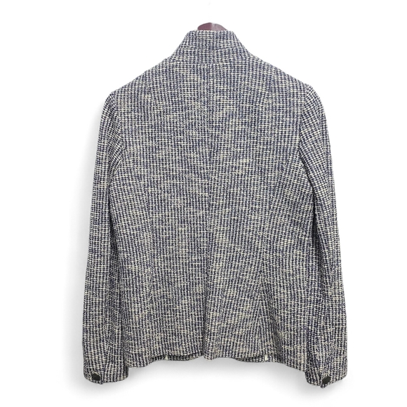 rag & bone Navy Cream Tweed Blazer Jacket | Textured Cotton Blend | Size 6 - Picture 2 of 11